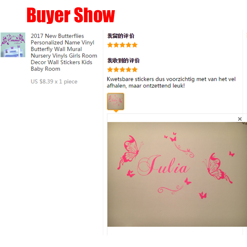 Mới Bướm Cá Tính Tên Vinyl Dán - đánh giá và giá Baby Girl Nursery Quotes