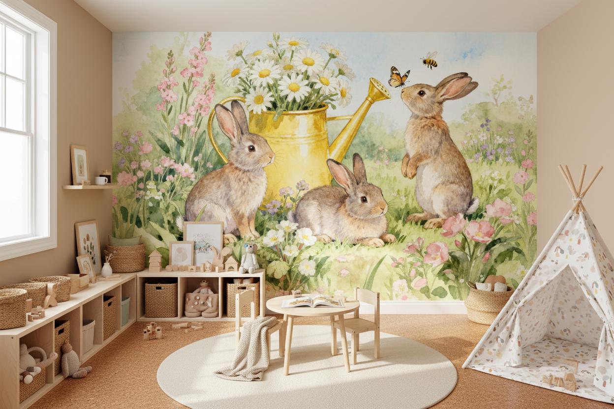 Cartoon Animal Wall Mural Kids - đánh giá và giá Baby Nursery Peel And Stick Wallpaper