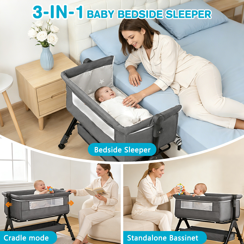 Baby Bassinet 3 in 1 Baby Bass - đánh giá và giá Baby Nursery Trolley