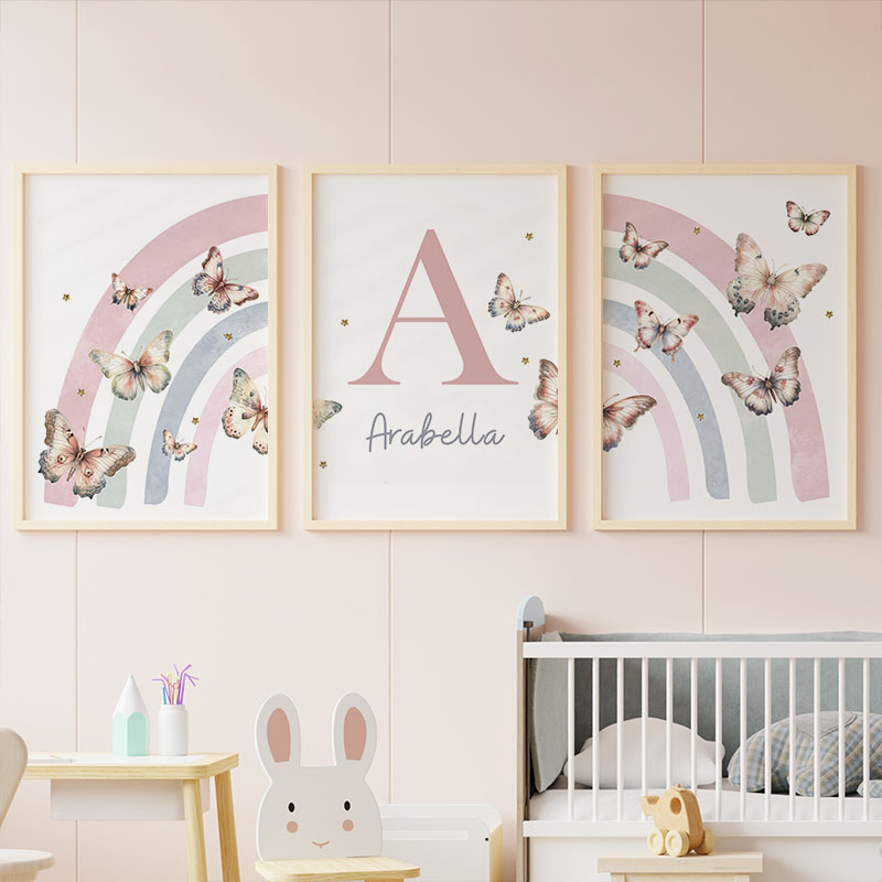 Pink Rainbow Butterfly Custom  - đánh giá và giá Baby Nursery Decor Girl