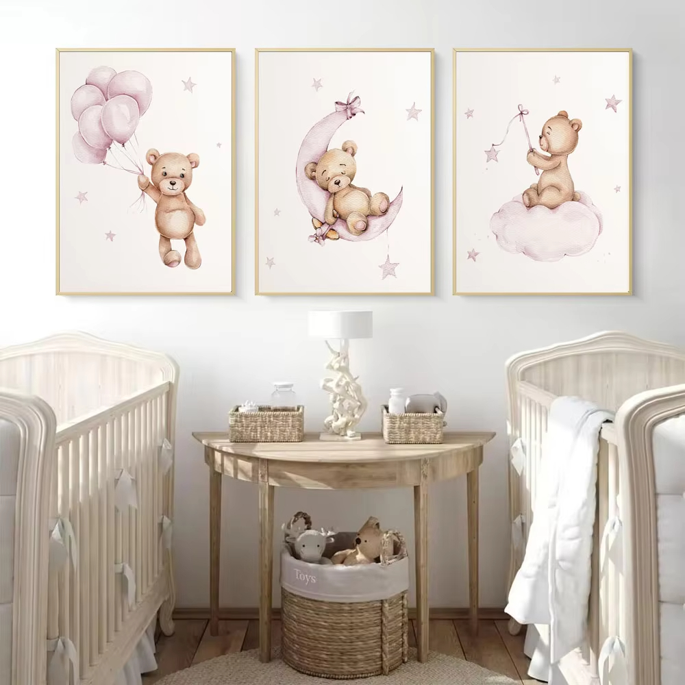 Bear Nursery Wall Art Decor Te - đánh giá và giá Baby Nursery Decor Girl