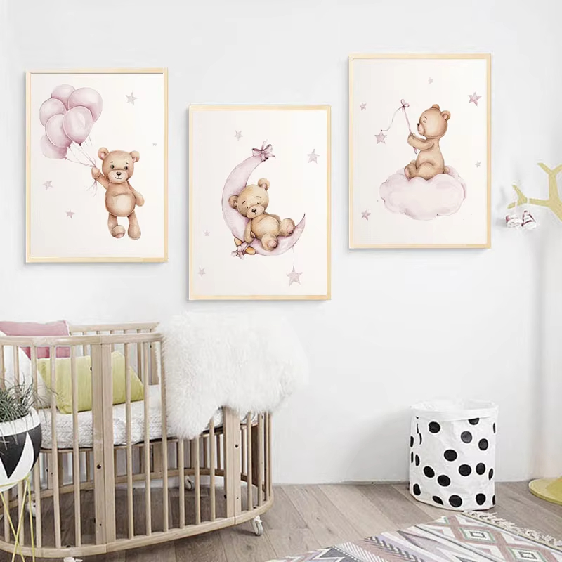 Bear Nursery Wall Art Decor Te - đánh giá và giá Baby Nursery Decor Girl