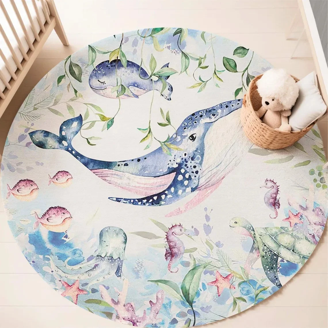 Blue Marine animal Round Carpe - đánh giá và giá Baby Nursery Decor Girl